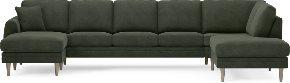 Eden - 3-sits soffa med schäslong vänster och divan höger - Grön