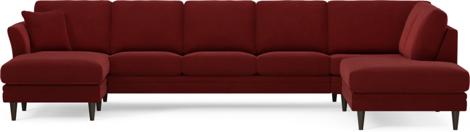 Eden - 3-sits soffa med schäslong vänster och divan höger - Röd