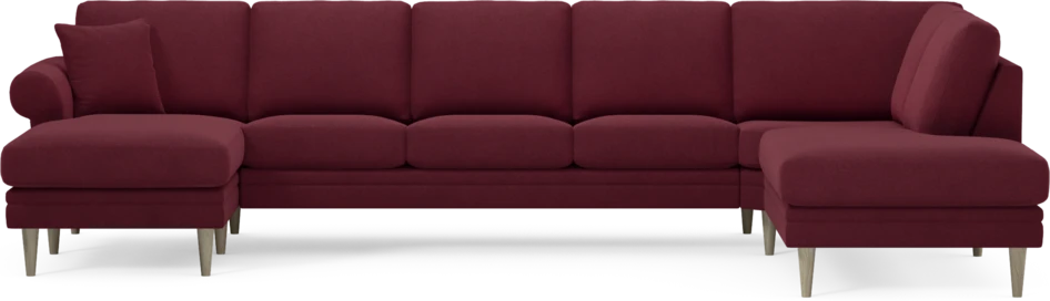Eden - 3-sits soffa med schäslong vänster och divan höger - Röd