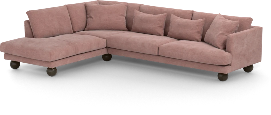 Harper - 3-sits soffa med divan vänster - Rosa