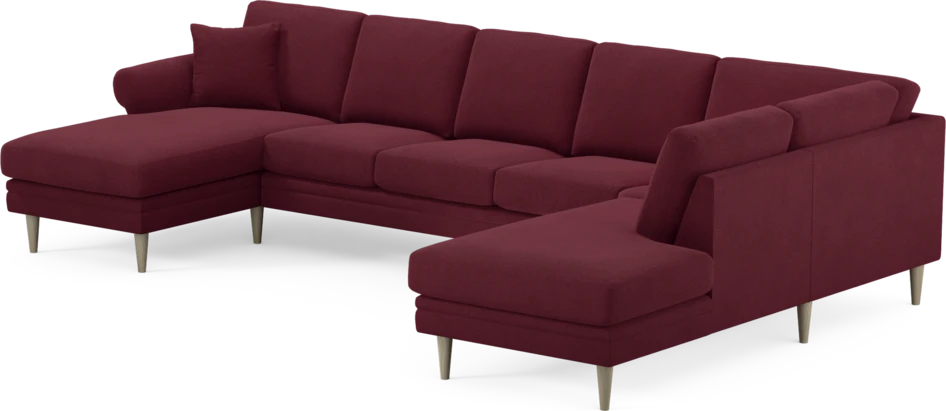 Eden - 3-sits soffa med schäslong vänster och divan höger - Röd