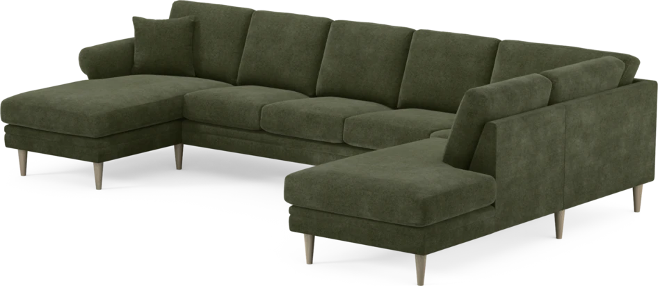 Eden - 3-sits soffa med schäslong vänster och divan höger - Grön