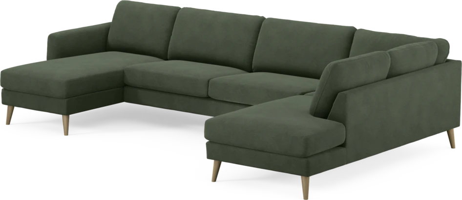 Bridge - 3-sits soffa med schäslong vänster och divan höger - Grön