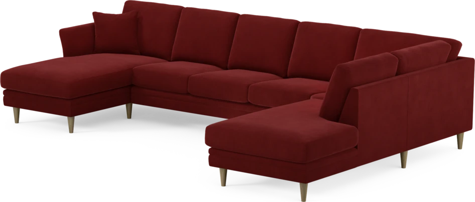 Eden - 3-sits soffa med schäslong vänster och divan höger - Röd