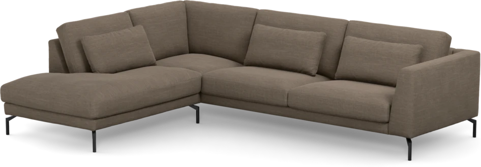 Willow - 3-sits soffa med divan vänster, fast klädsel - Brun