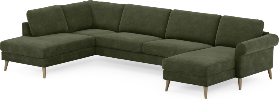 Bridge - 3-sits soffa med divan vänster och schäslong höger - Grön