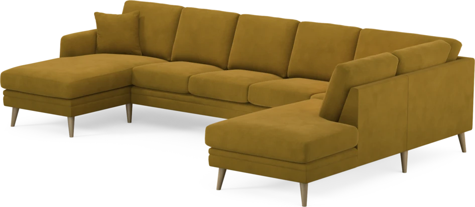 Eden - 3-sits soffa med schäslong vänster och divan höger - Gul
