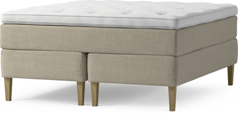 Delux Exclusive - Kontinentalsäng, dubbelsäng med bäddmadrass och sängben - Beige