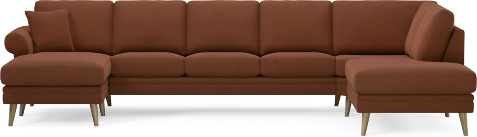 Eden - 3-sits soffa med schäslong vänster och divan höger - Orange