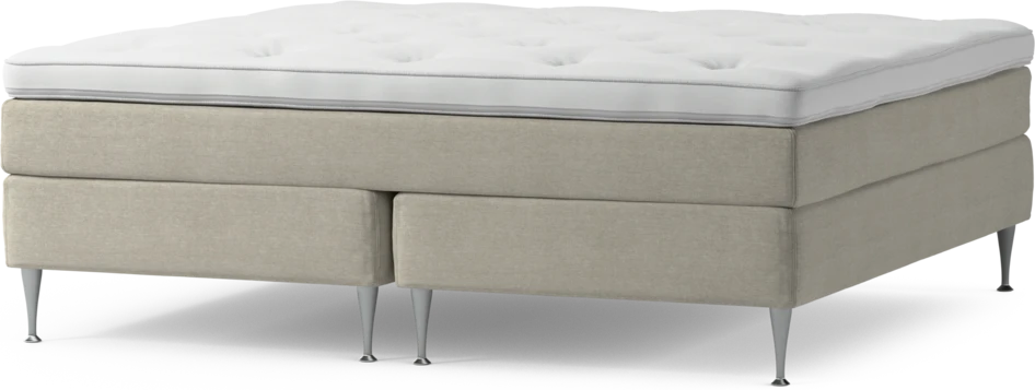 Delux Sense - Kontinentalsäng, dubbelsäng med bäddmadrass och sängben - Beige