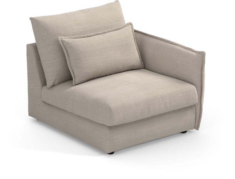 Pieces - 1-sits med armstöd höger - Beige