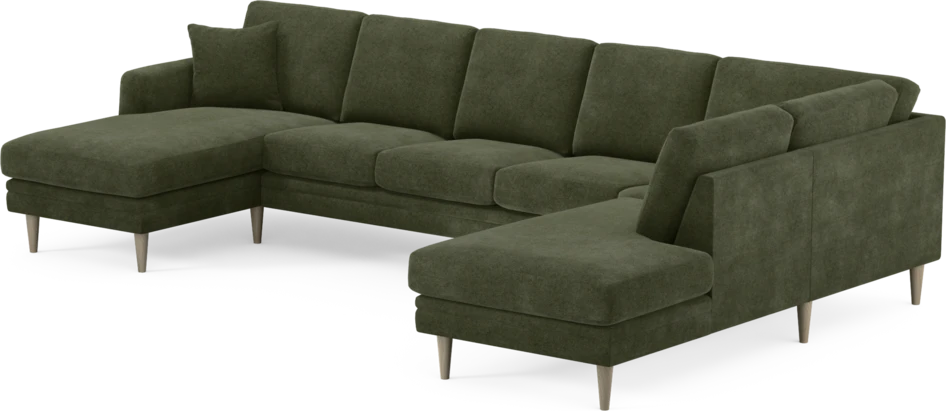 Eden - 3-sits soffa med schäslong vänster och divan höger - Grön