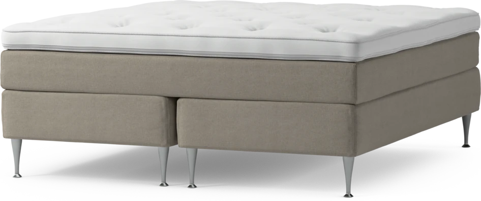 Delux Sense - Kontinentalsäng, dubbelsäng med bäddmadrass och sängben - Beige