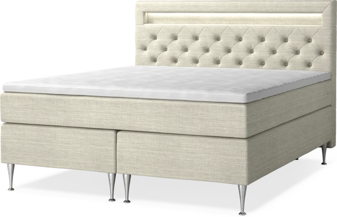 New York Supreme, Kontinentalsäng, dubbelsäng med bäddmadrass, sängben och sänggavel LED