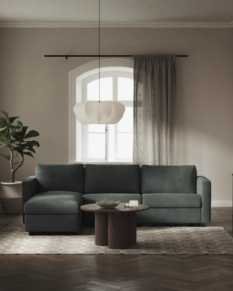 Lindö - Bäddsoffa 2,5-sits med schäslong, vändbar - inspiration