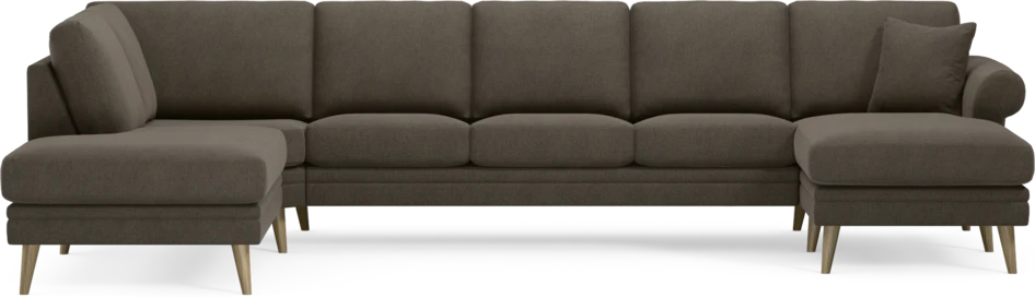 Eden - 3-sits soffa med divan vänster och schäslong höger - Brun