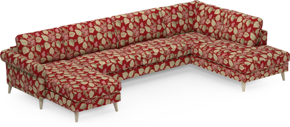 Bridge - 3-sits soffa med schäslong vänster och divan höger - Röd