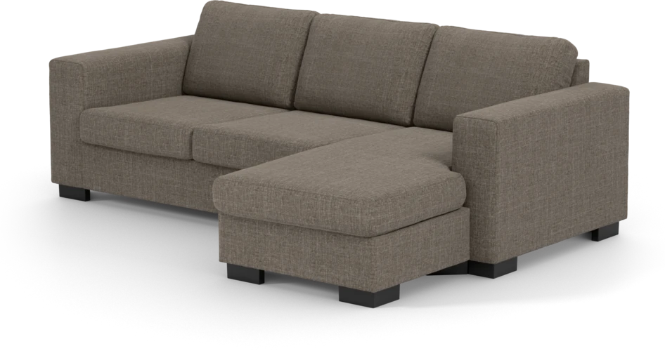 Nevada - 3-sits soffa med flyttbar schäslong - Brun