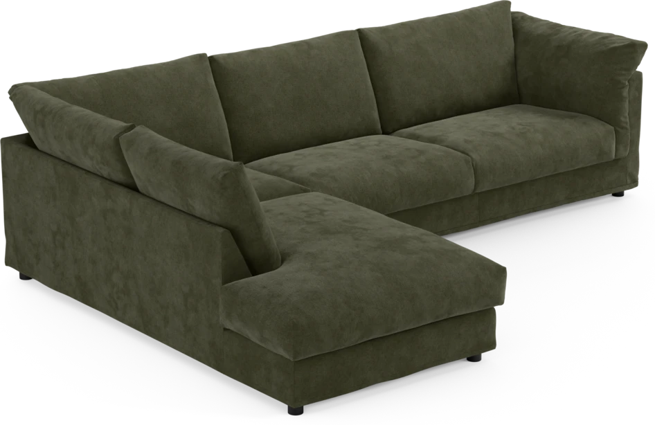 Cherrie - 3-sits soffa med divan vänster, med kappa - Grön