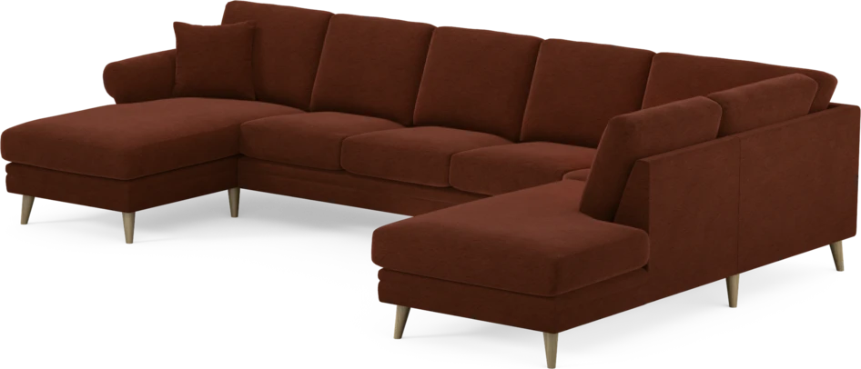 Eden - 3-sits soffa med schäslong vänster och divan höger - Orange