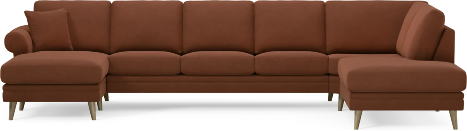 Eden - 3-sits soffa med schäslong vänster och divan höger - Orange