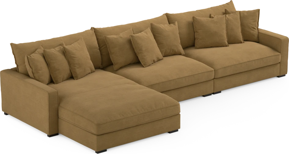 Rossi - 4-sits soffa med schäslong XL vänster - Gul