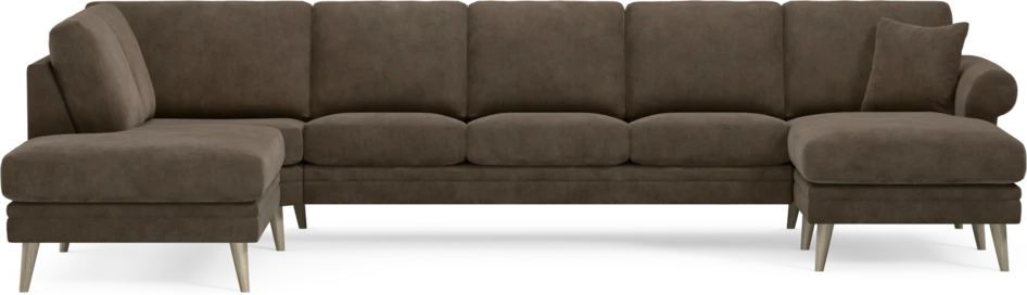 Eden - 3-sits soffa med divan vänster och schäslong höger - Brun