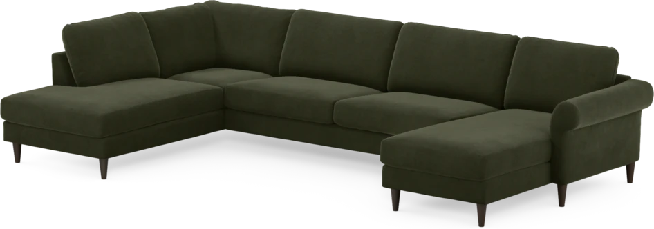 Bridge - 3-sits soffa med divan vänster och schäslong höger - Grön