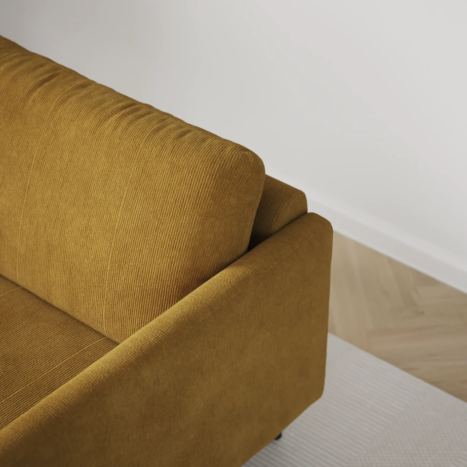 Madison Lux - 2-sits soffa med divan vänster och schäslong höger - Gul