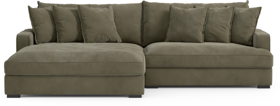 Rossi - 2-sits soffa med schäslong XL vänster - Grön