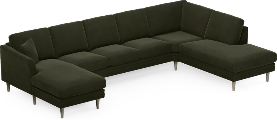 Eden - 3-sits soffa med schäslong vänster och divan höger - Grön