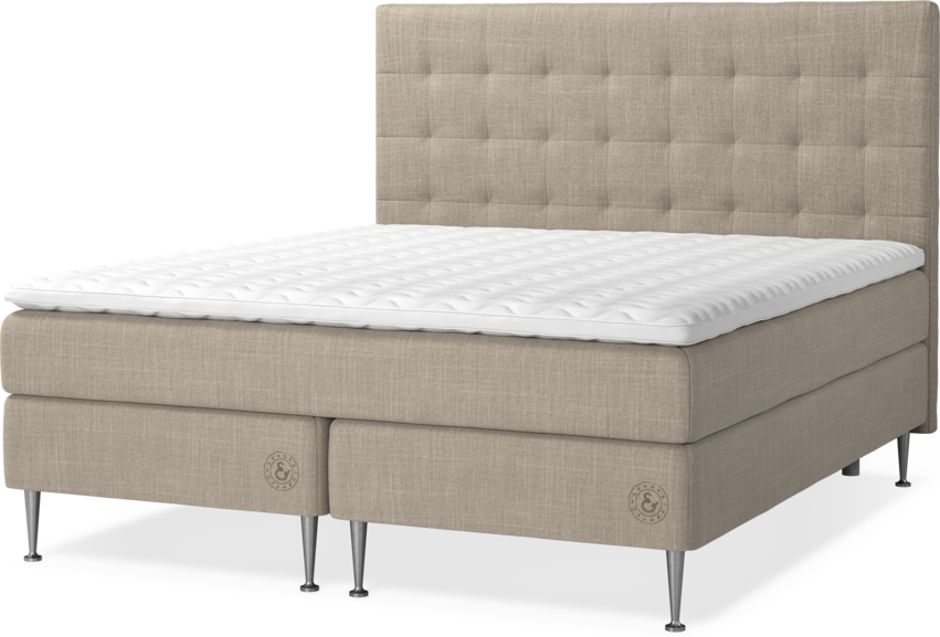Asperö Comfort - Kontinentalsäng, 180 cm dubbelsäng med bäddmadrass och sänggavel bris - Beige