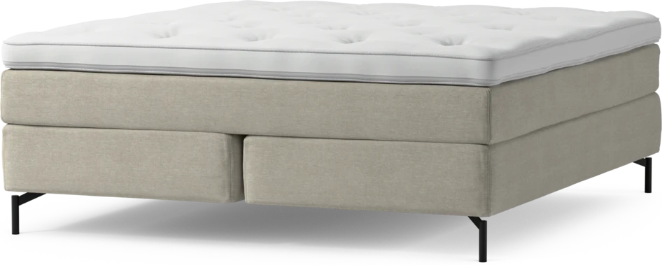 Delux Sense - Kontinentalsäng, dubbelsäng med bäddmadrass och sängben - Beige