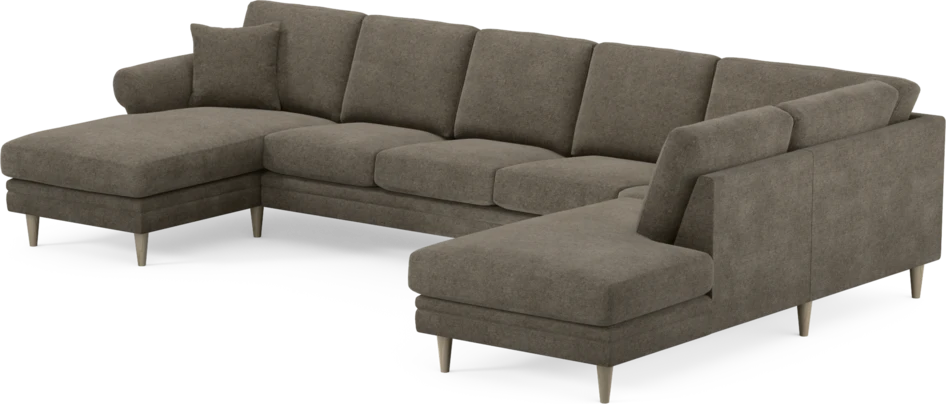Eden - 3-sits soffa med schäslong vänster och divan höger - Brun