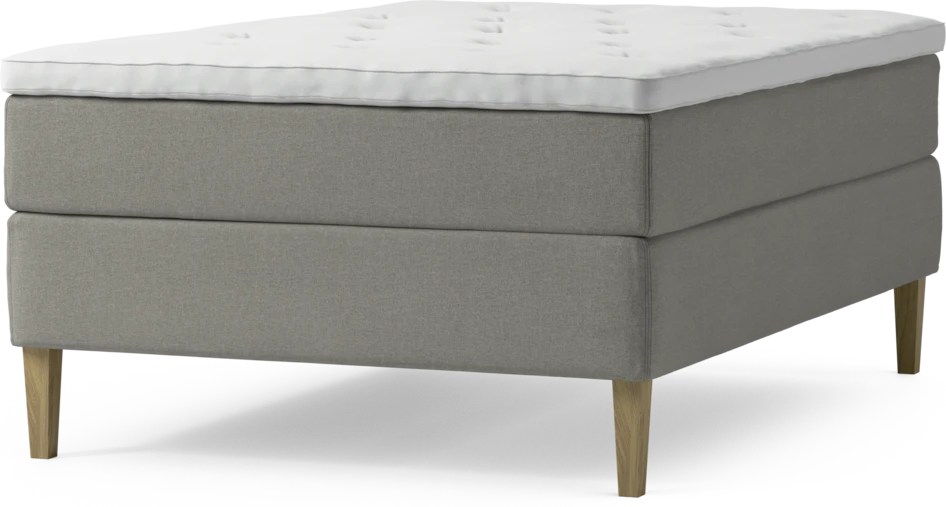 Delux Exclusive - Kontinentalsäng, enkelsäng 140 cm med bäddmadrass och sängben - Grå