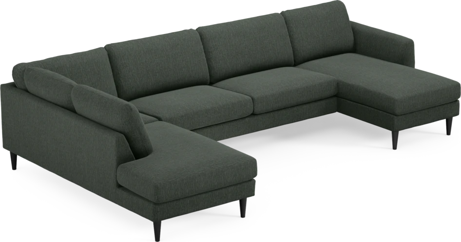 Bridge - 3-sits soffa med divan vänster och schäslong höger - Grön
