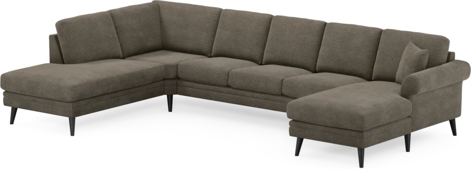 Eden - 3-sits soffa med divan vänster och schäslong höger - Brun