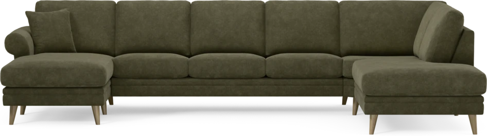 Eden - 3-sits soffa med schäslong vänster och divan höger - Grön