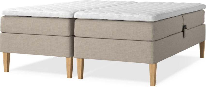 Delux Sense - Ställbar säng, dubbelsäng med bäddmadrass - Beige