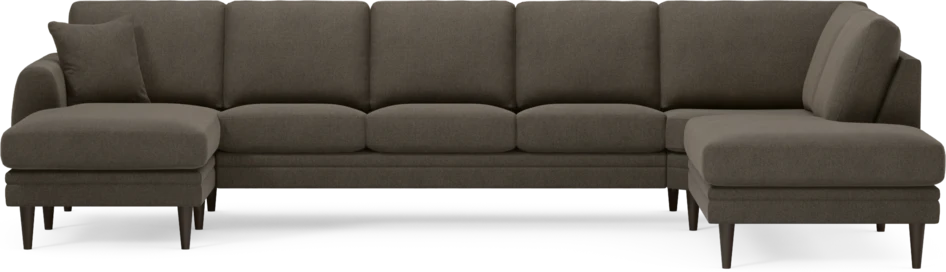 Eden - 3-sits soffa med schäslong vänster och divan höger - Brun