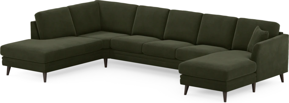 Eden - 3-sits soffa med divan vänster och schäslong höger - Grön