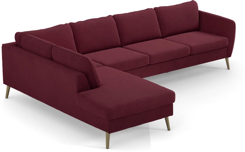 County - 3-sits soffa med divan vänster - Röd