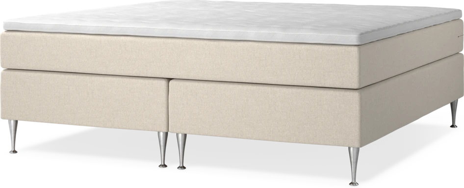 New York - Kontinentalsäng, dubbelsängmed bäddmadrass och sängben - Beige