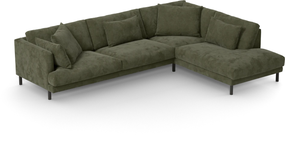 Harper - 3-sits soffa med divan höger - Grön