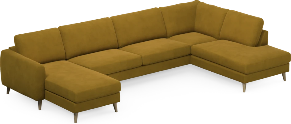 Bridge - 3-sits soffa med schäslong vänster och divan höger - Gul