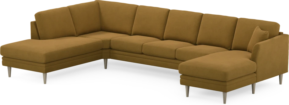 Eden - 3-sits soffa med divan vänster och schäslong höger - Gul