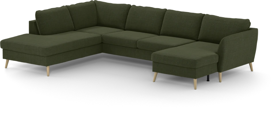 County - 3-sits soffa med divan vänster och schäslong höger - Grön