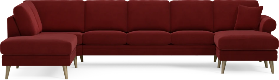 Eden - 3-sits soffa med divan vänster och schäslong höger - Röd