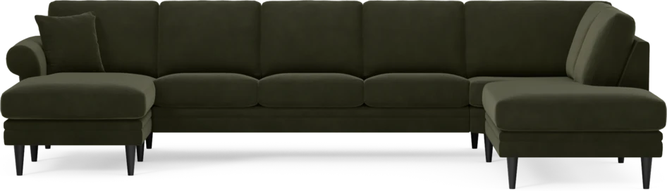 Eden - 3-sits soffa med schäslong vänster och divan höger - Grön