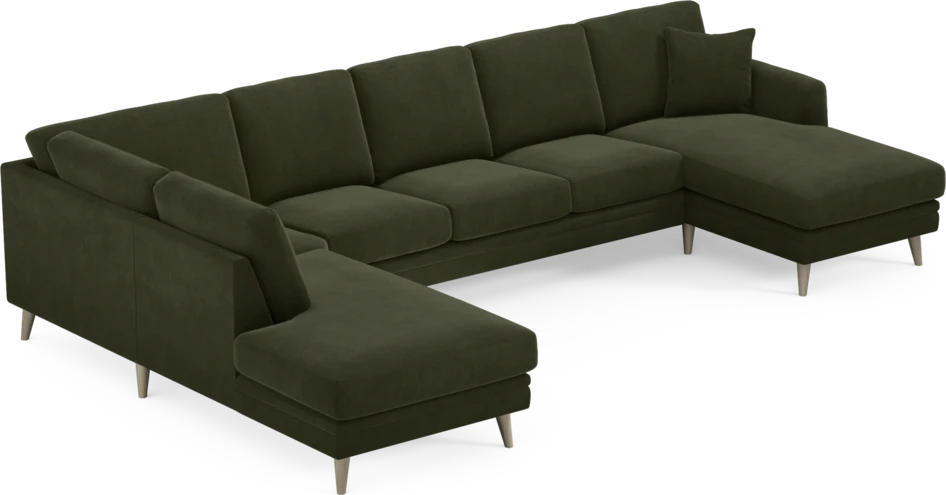 Eden - 3-sits soffa med divan vänster och schäslong höger - Grön
